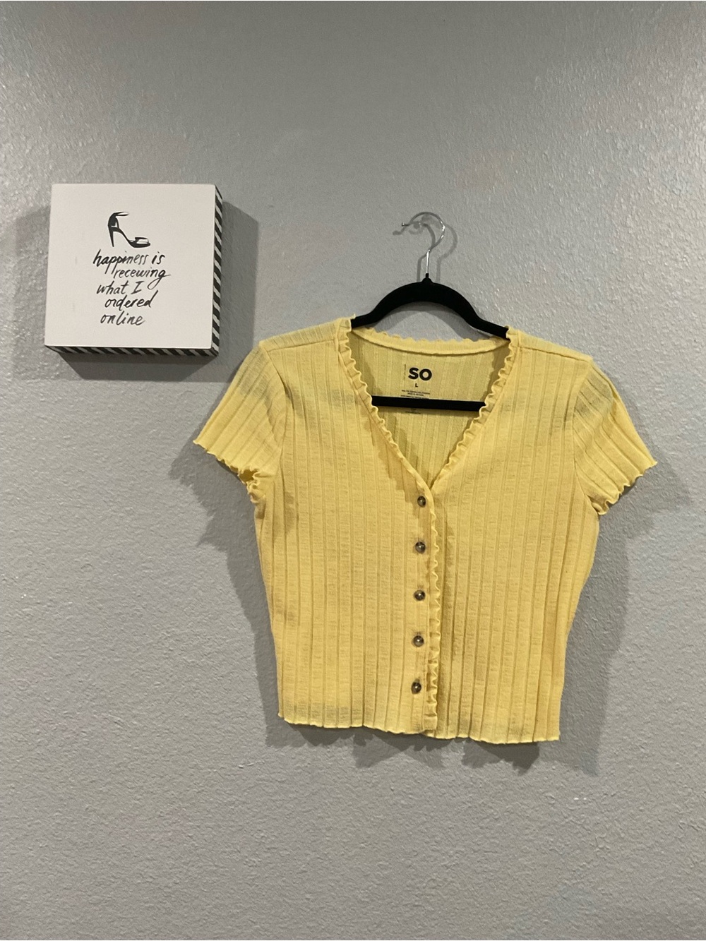 SO Yellow Ribbed Button-Down